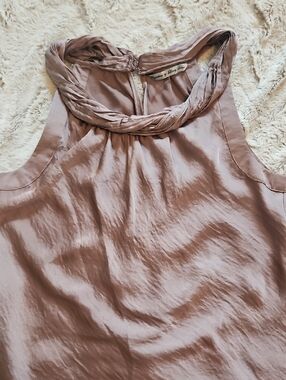 Signature by Larry Levine Dusty Rose Mocha Satin Twisted Top